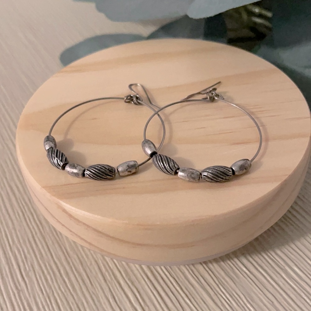•alex and ani beaded hoops•